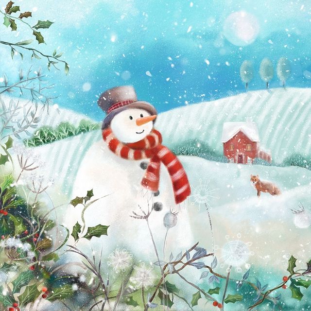 Animated snowman and snow