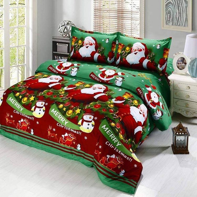 Christmas bed with a snowman pattern