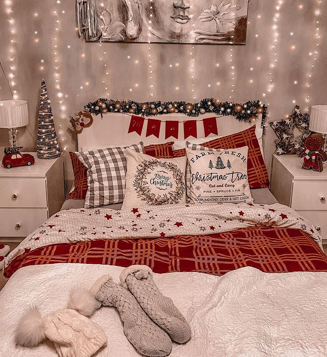 Decorated Christmas bed