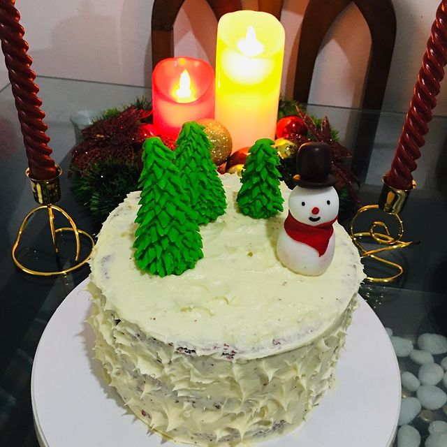 Christmas cake with a snowman