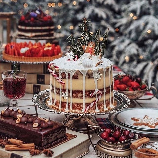 Christmas cake with cream