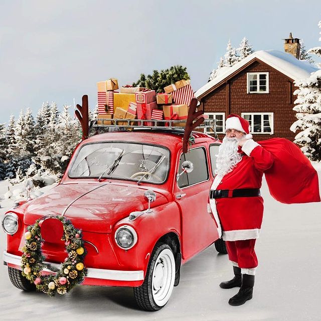 Christmas car with Santa Claus