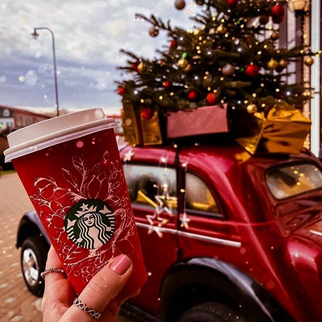 Christmas car and coffee