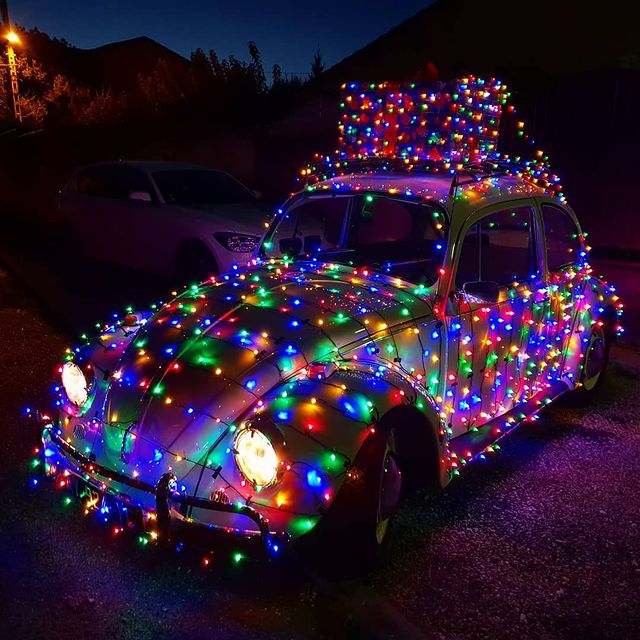Christmas car with Christmas lights