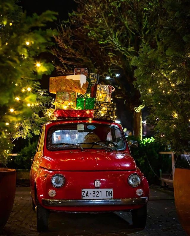 Christmas car with gifts