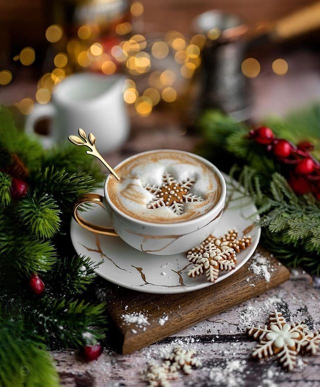 Christmas coffee with beautiful decor
