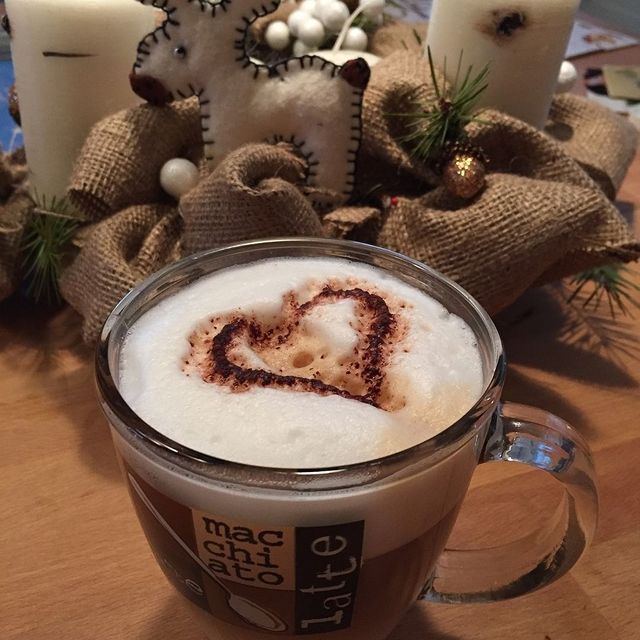Christmas coffee with a heart pattern