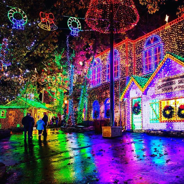 Colorful decoration with Christmas lights