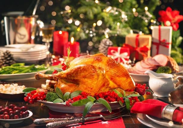 Christmas dinner with turkey