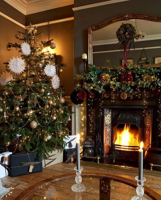 Fireplace with Christmas tree