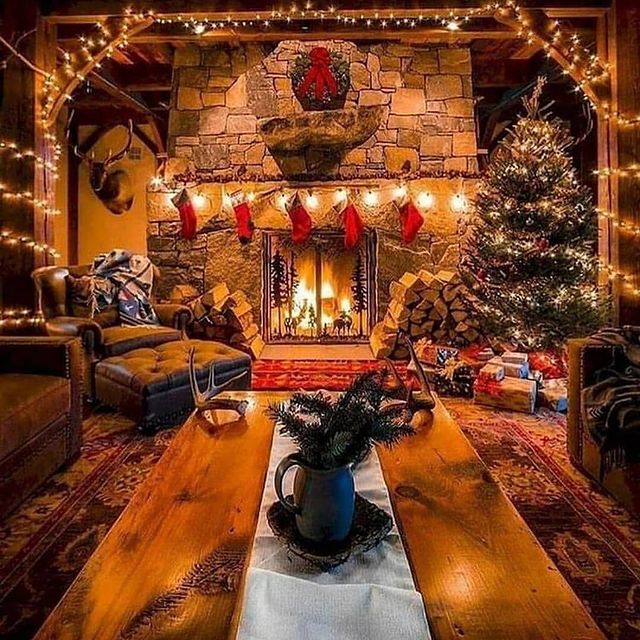 Christmas Eve with a Christmas fireplace
