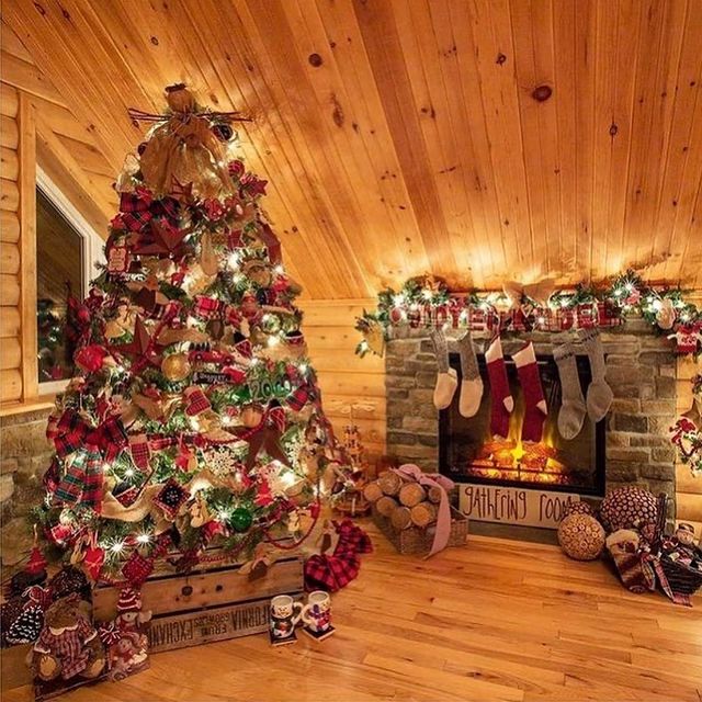 Christmas fireplace with Christmas tree