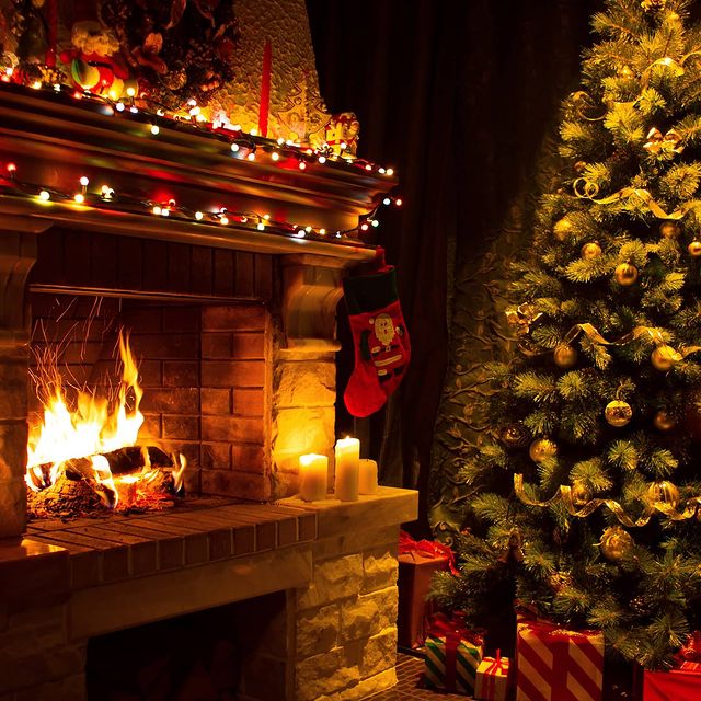 Christmas fireplace night