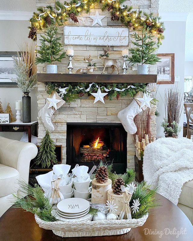 White Christmas fireplace