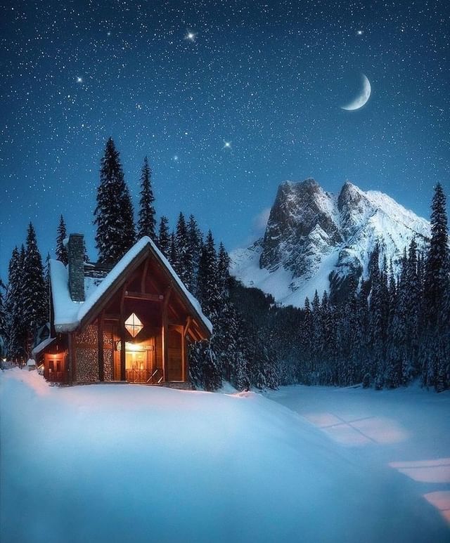 Small house at night