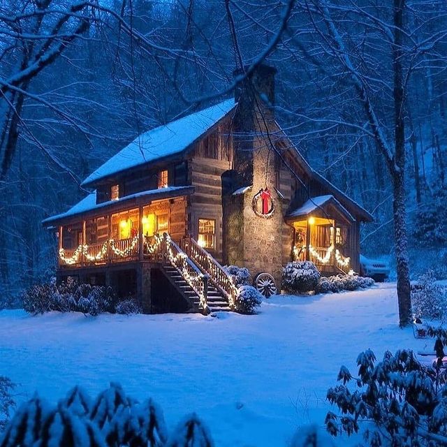 Christmas house in the mountains