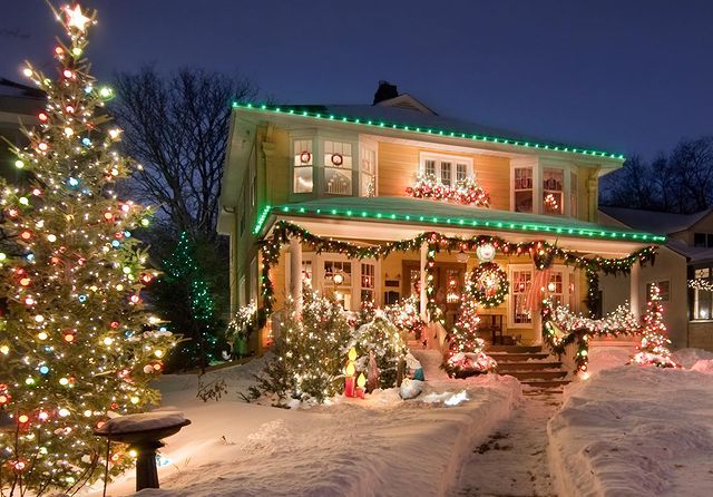 House with a beautiful Christmas tree