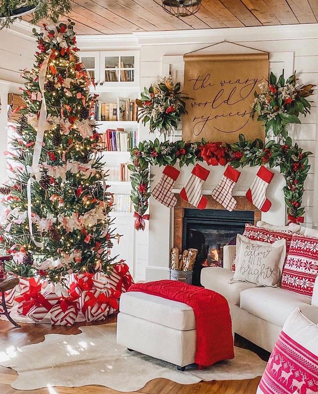 Christmas interior white and red