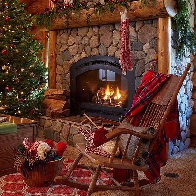Christmas fireplace interior