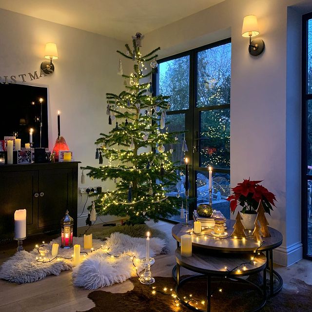 Christmas interior with candles