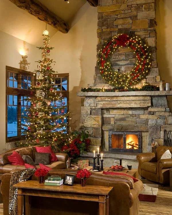 Christmas interior with a wreath