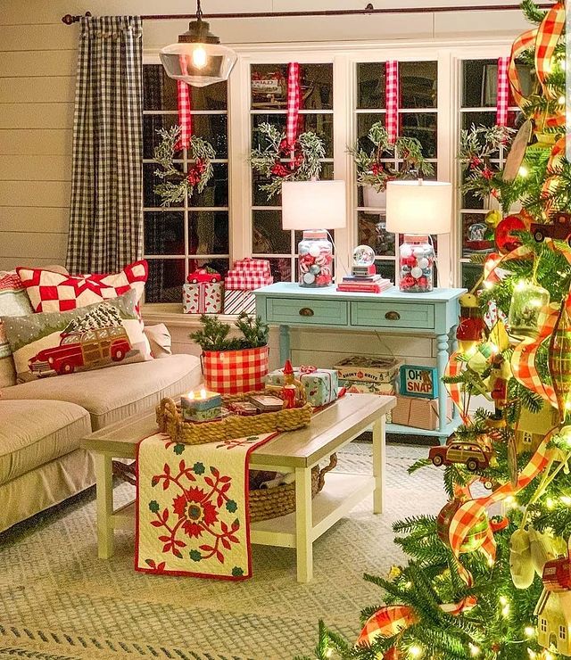 Christmas interior coffee table