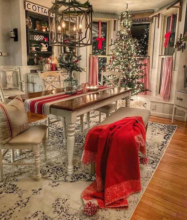 Christmas interior living room with table