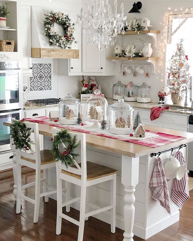 White wooden Christmas kitchen