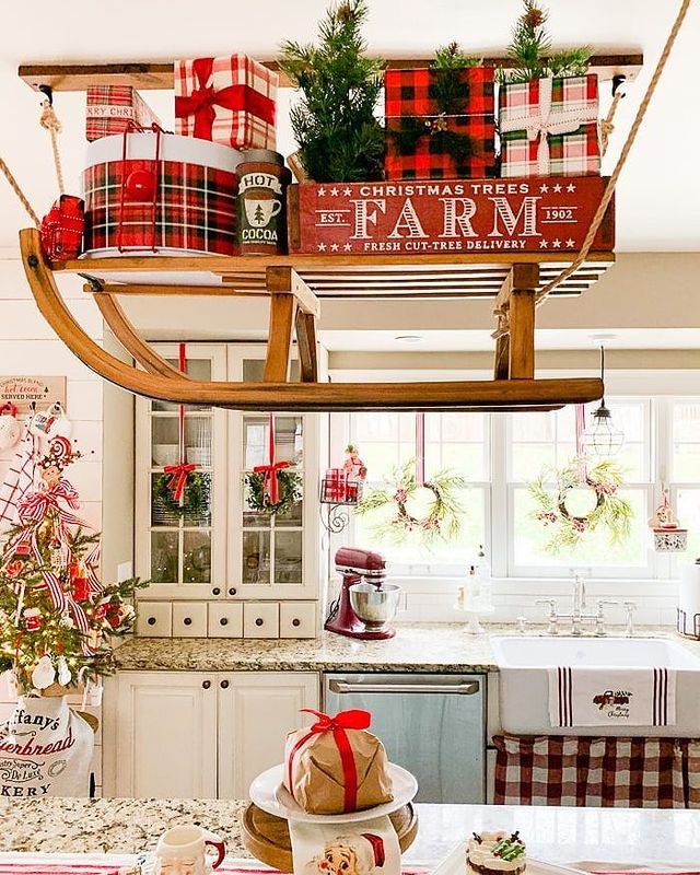 Christmas kitchen with sleigh