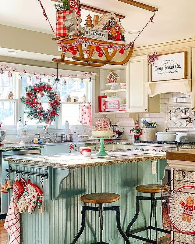 Decorated Christmas kitchen