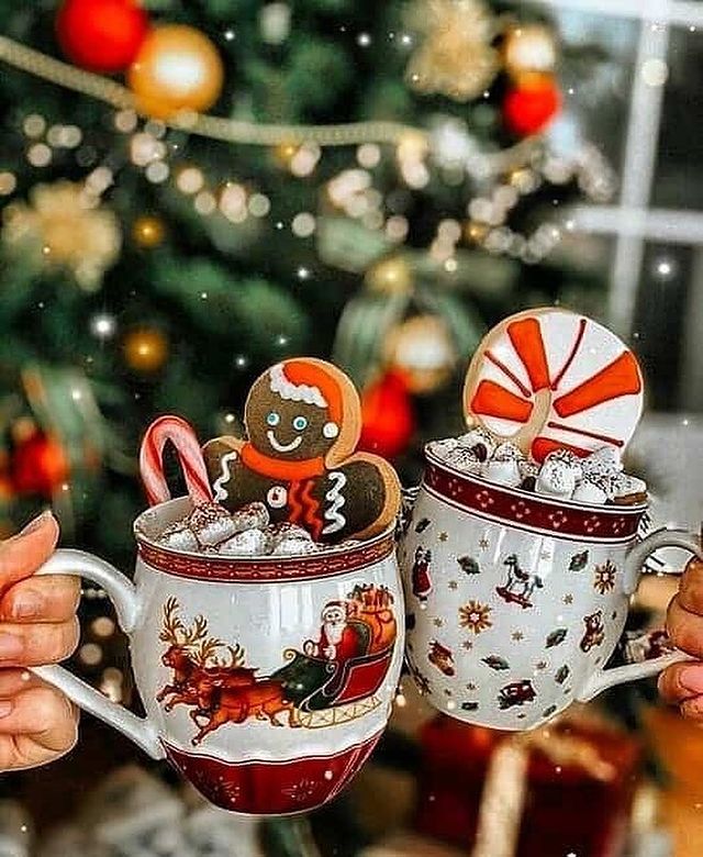 Decorated Christmas cups