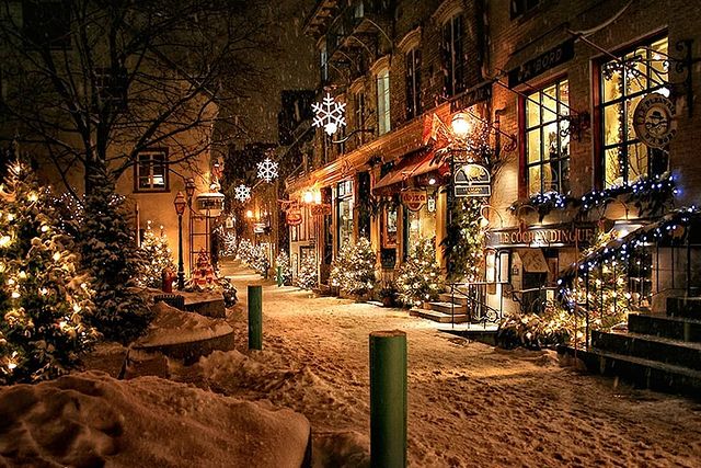 Christmas snowy street