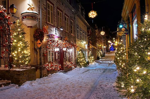 Beautiful decorated Christmas street