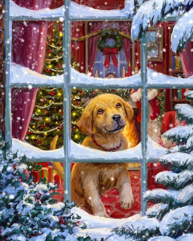 Christmas dog drawing