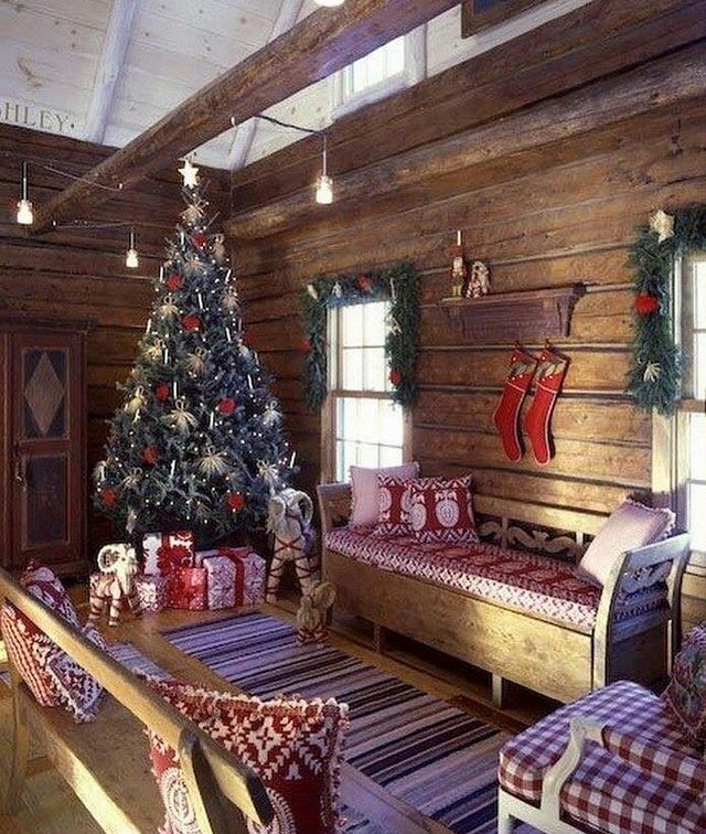 Christmas room with sofas