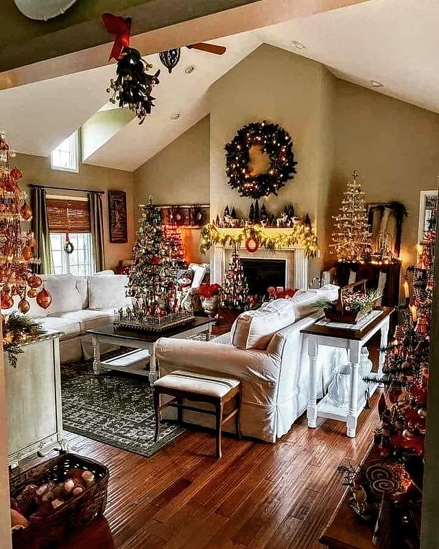 Living room with Christmas decor